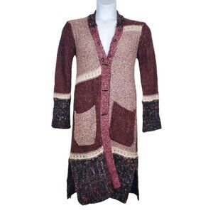 Anthropologie Angel Of The North Sitka Patchwork Knit Cardigan Sweater Size M